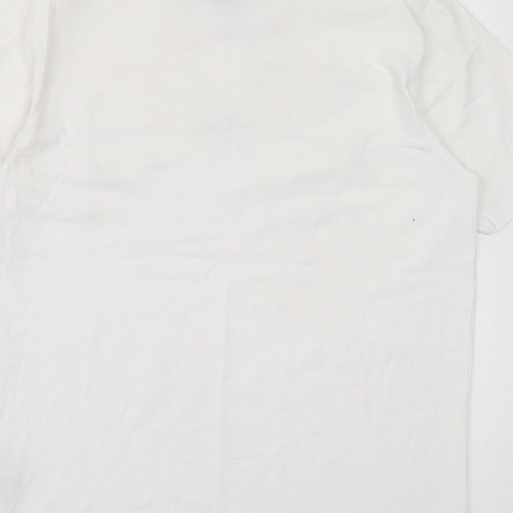 Crosshatch Mens White Cotton T-Shirt Size M Crew Neck