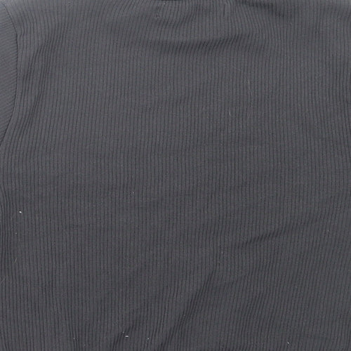 Dunnes Stores Womens Grey Nylon Cropped T-Shirt Size XS High Neck - Ribbed Fabric