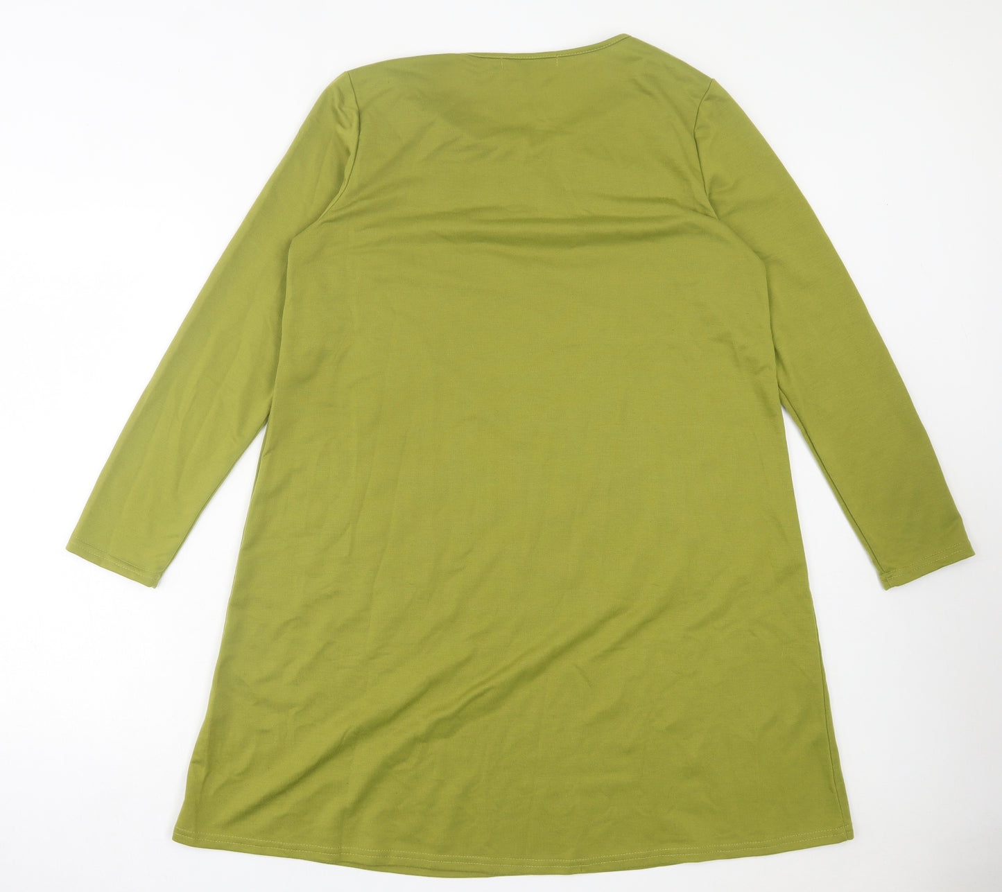 Zanzea Womens Green Polyester Jumper Dress Size XL V-Neck Pullover