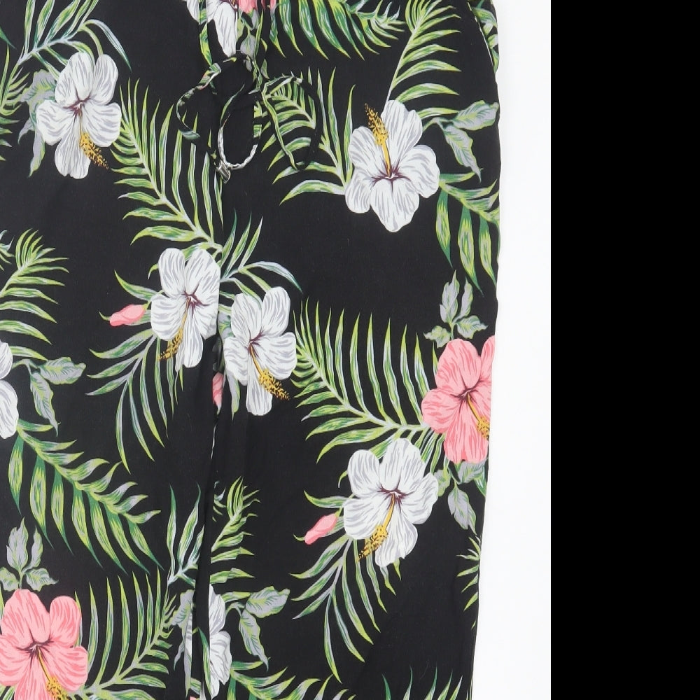 Primark Womens Multicoloured Floral Viscose Trousers Size 16 L26 in Regular Drawstring