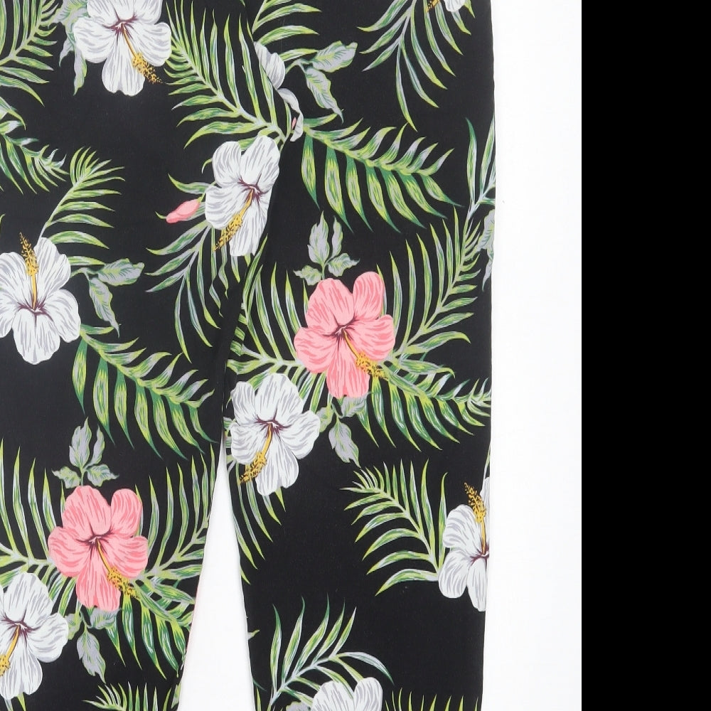 Primark Womens Multicoloured Floral Viscose Trousers Size 16 L26 in Regular Drawstring