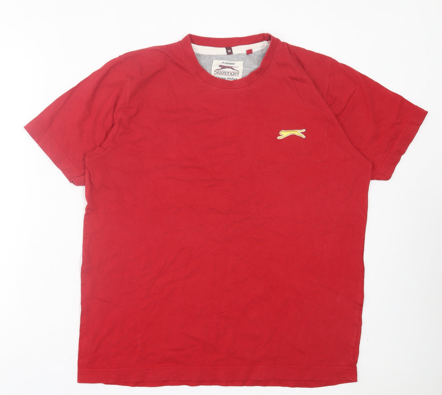 Slazenger Mens Red Cotton T-Shirt Size M Crew Neck