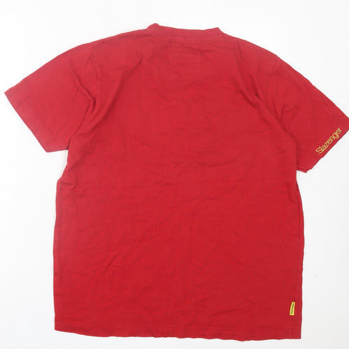 Slazenger Mens Red Cotton T-Shirt Size M Crew Neck