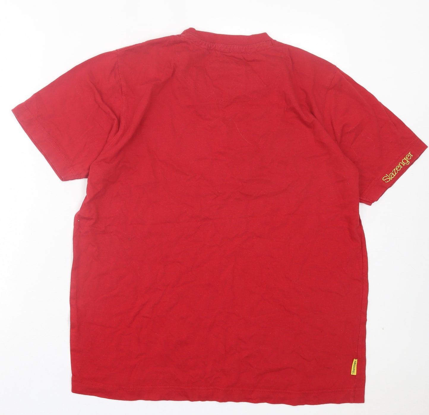 Slazenger Mens Red Cotton T-Shirt Size M Crew Neck