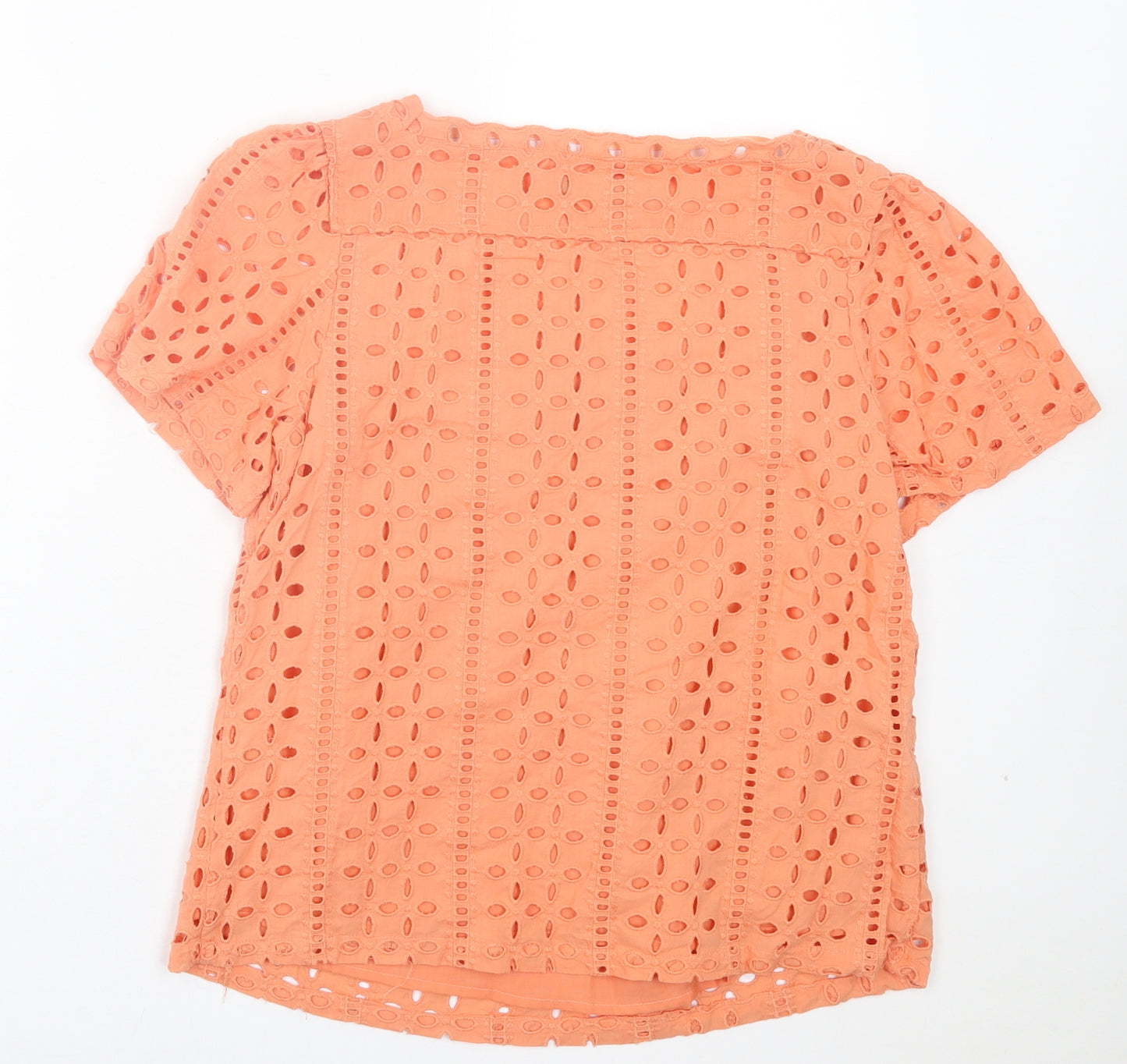 Atmosphere Womens Orange Floral Cotton Basic T-Shirt Size 10 Square Neck