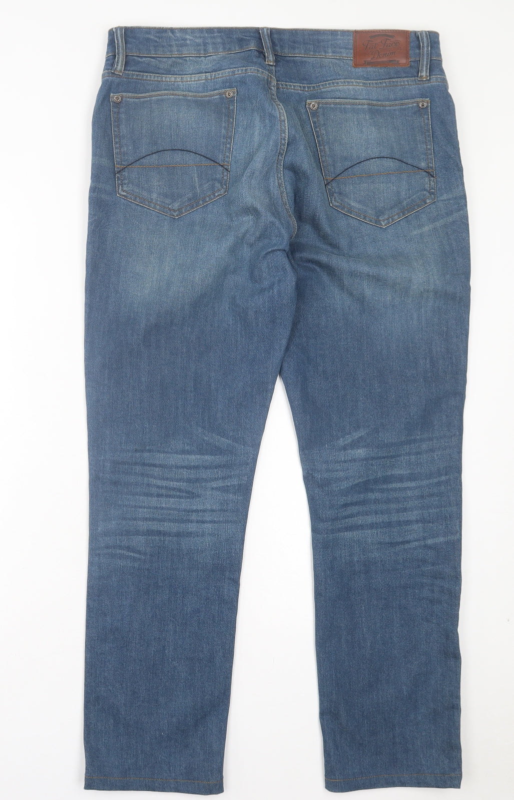 Fat Face Mens Blue Cotton Straight Jeans Size 36 in L29 in Slim Button
