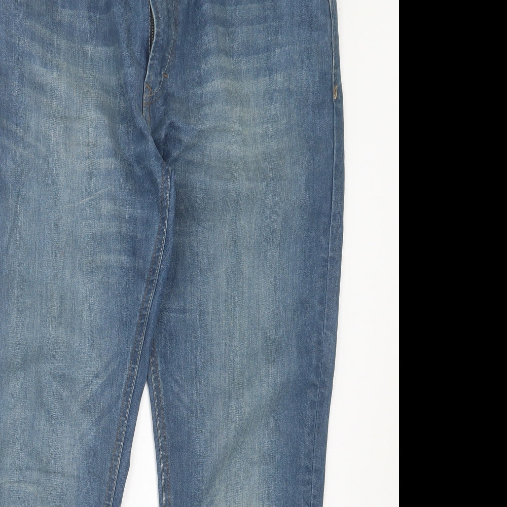 Fat Face Mens Blue Cotton Straight Jeans Size 36 in L29 in Slim Button
