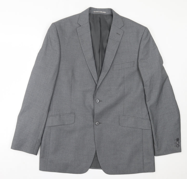 Occasions Mens Grey Polyester Jacket Suit Jacket Size 42