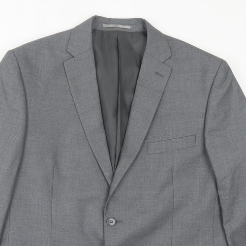 Occasions Mens Grey Polyester Jacket Suit Jacket Size 42