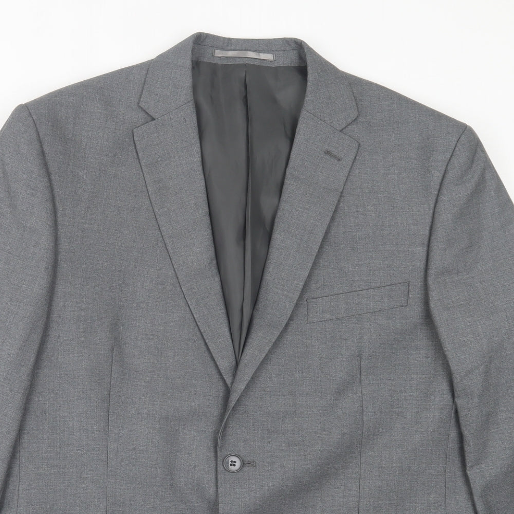 Occasions Mens Grey Polyester Jacket Suit Jacket Size 42