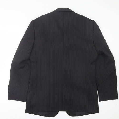 Taylor & Wright Mens Black Striped Polyester Jacket Suit Jacket Size 38