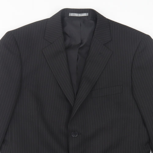 Taylor & Wright Mens Black Striped Polyester Jacket Suit Jacket Size 38