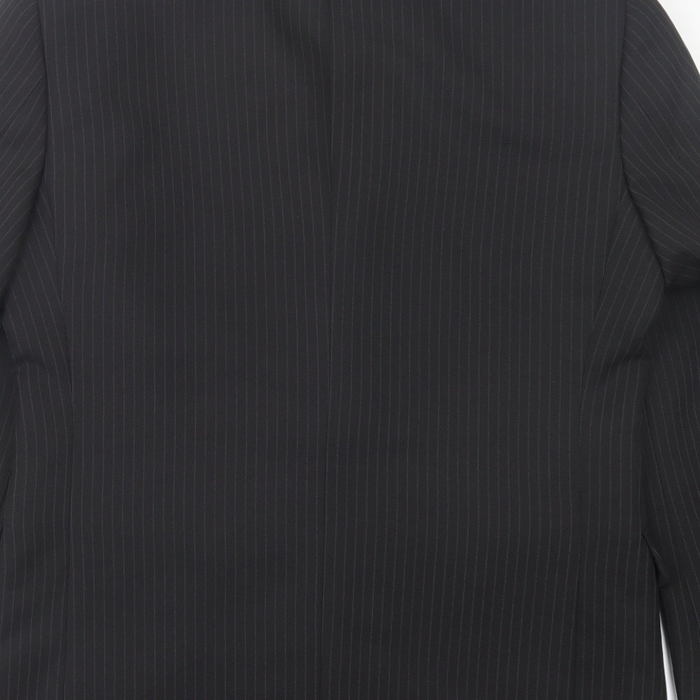 Taylor & Wright Mens Black Striped Polyester Jacket Suit Jacket Size 38