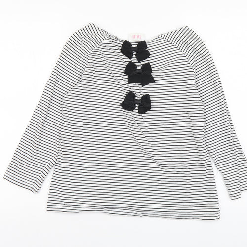 Savida Womens White Striped Cotton Basic T-Shirt Size M Boat Neck