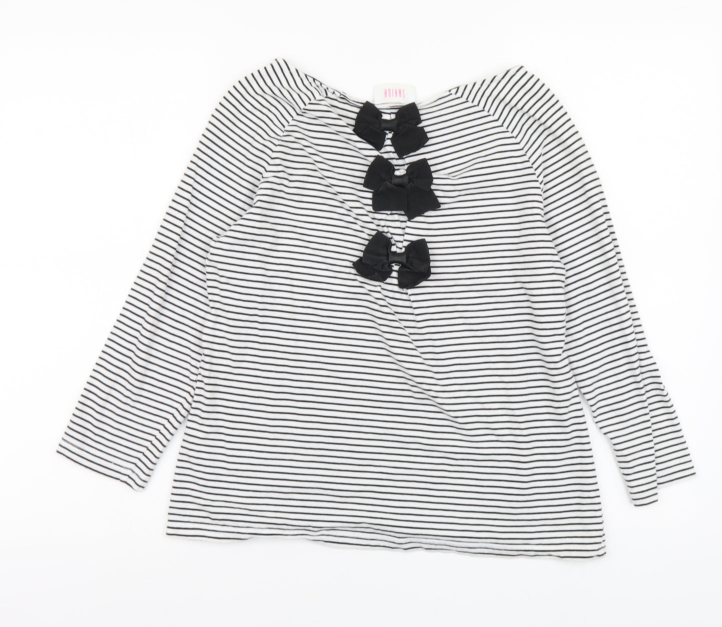Savida Womens White Striped Cotton Basic T-Shirt Size M Boat Neck