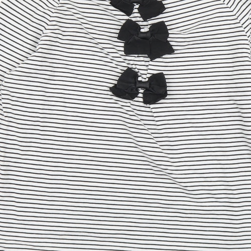 Savida Womens White Striped Cotton Basic T-Shirt Size M Boat Neck