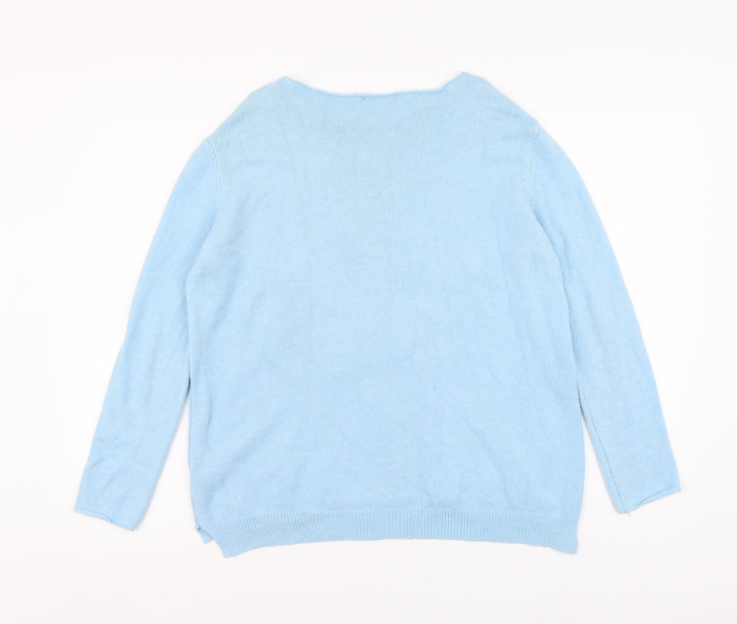 Made in Italy Womens Blue Round Neck Viscose Pullover Jumper One Size - Star