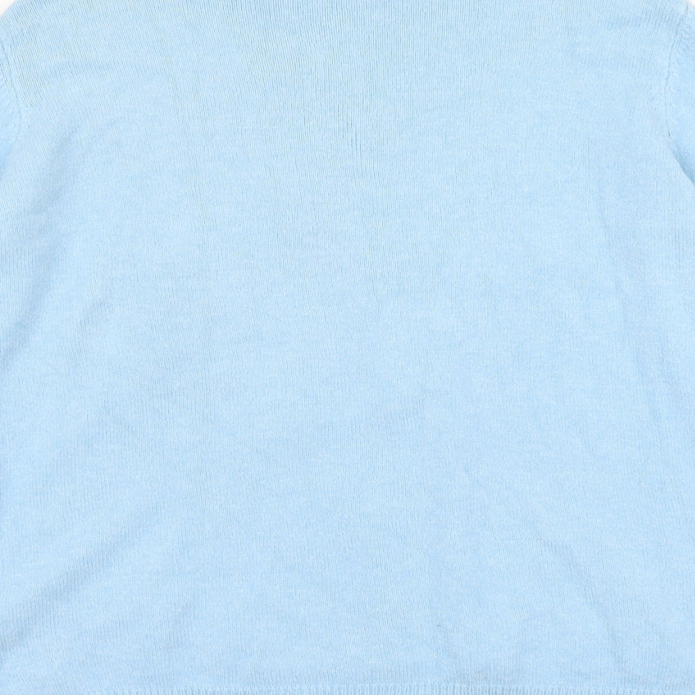 Made in Italy Womens Blue Round Neck Viscose Pullover Jumper One Size - Star