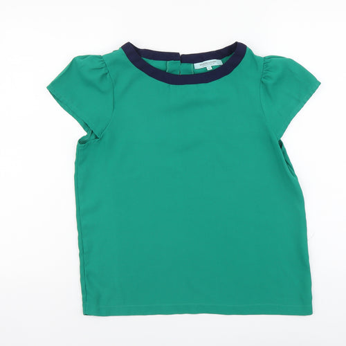 Dickins & Jones Womens Green Polyester Basic Blouse Size 10 Round Neck