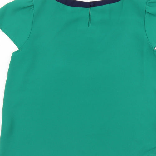 Dickins & Jones Womens Green Polyester Basic Blouse Size 10 Round Neck
