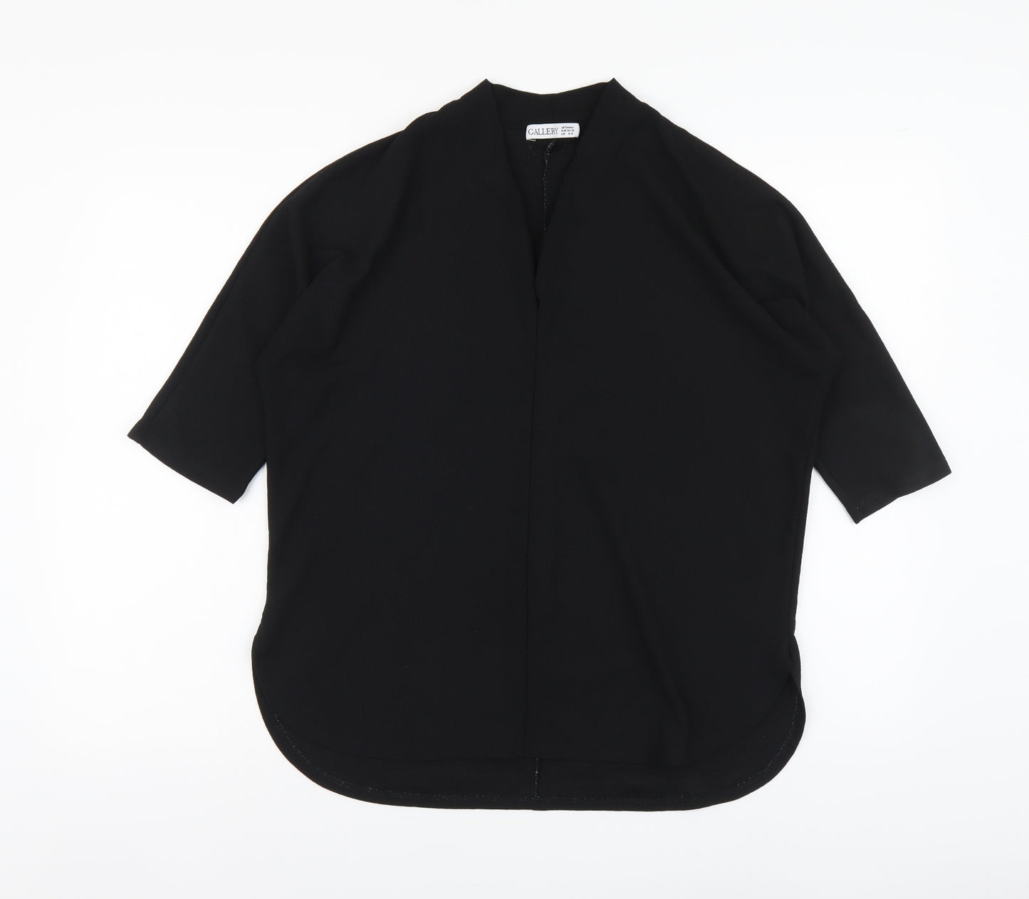 Gallery Womens Black Polyester Basic Blouse Size S V-Neck