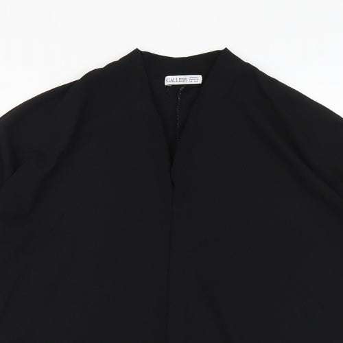 Gallery Womens Black Polyester Basic Blouse Size S V-Neck