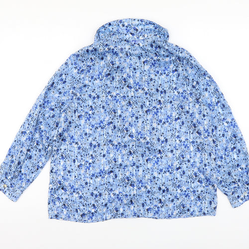 Savida Womens Blue Floral Polyester Basic Button-Up Size M Collared