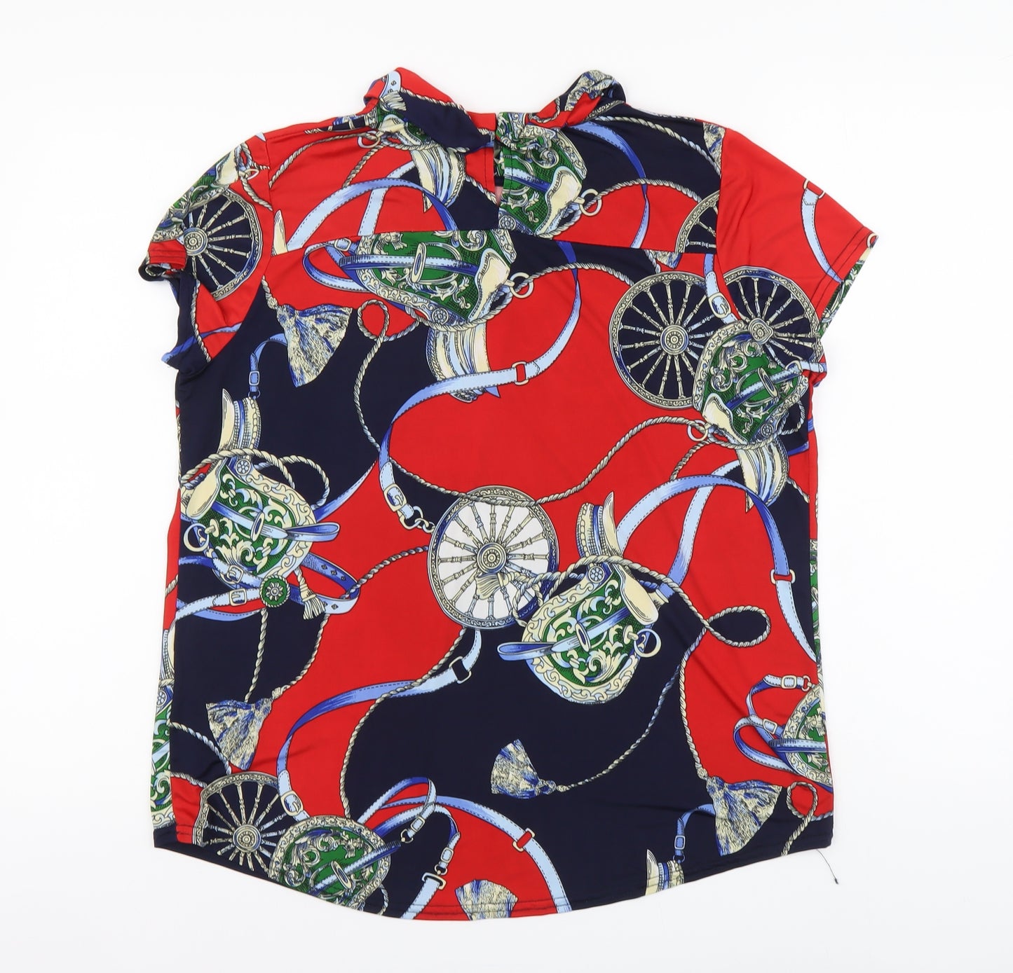 J'aime Lavie Womens Multicoloured Geometric Polyester Basic Blouse Size 10 High Neck