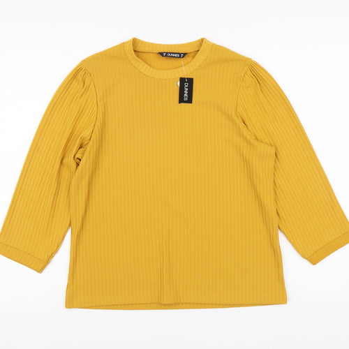 Dunnes Stores Womens Yellow Polyester Basic Blouse Size M Round Neck