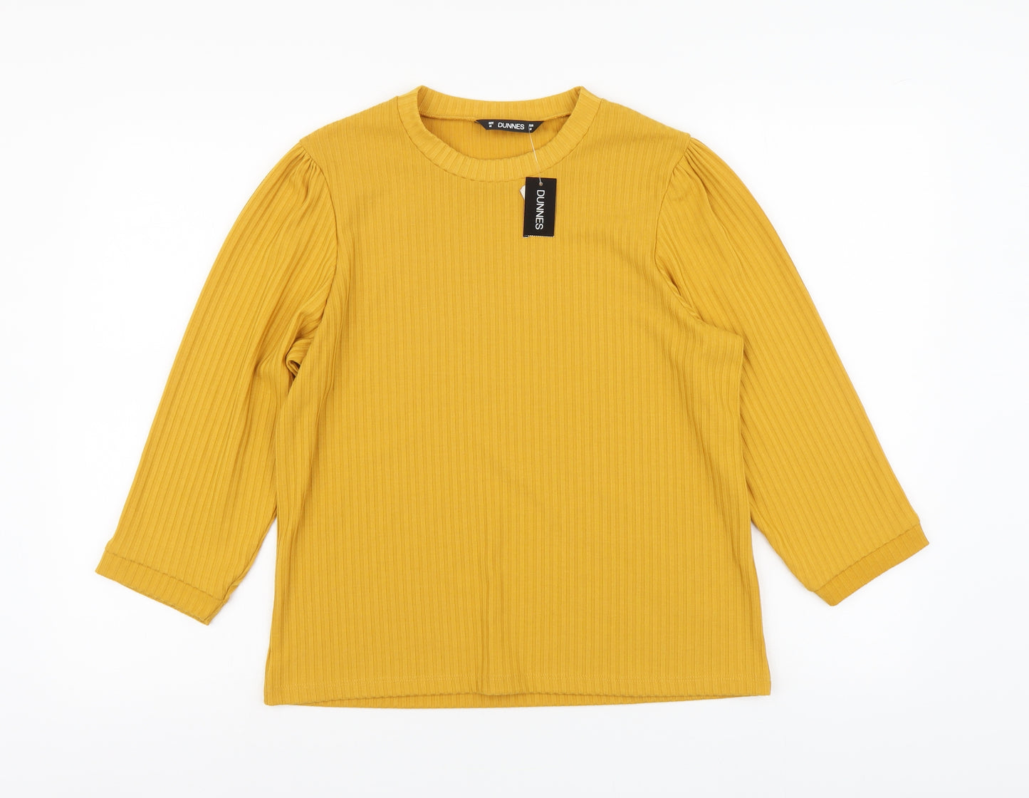 Dunnes Stores Womens Yellow Polyester Basic Blouse Size M Round Neck