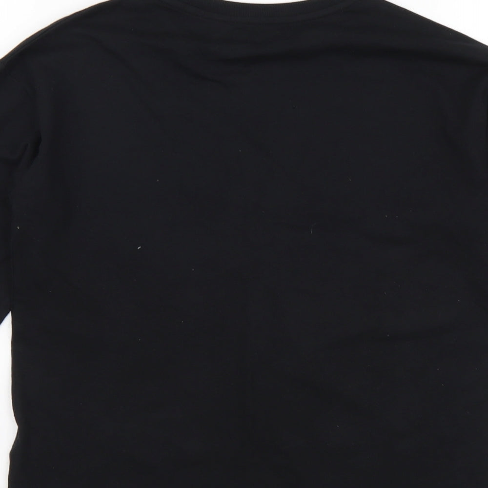 Marks and Spencer Boys Black Cotton Basic T-Shirt Size 10-11 Years Round Neck Pullover - Play Station