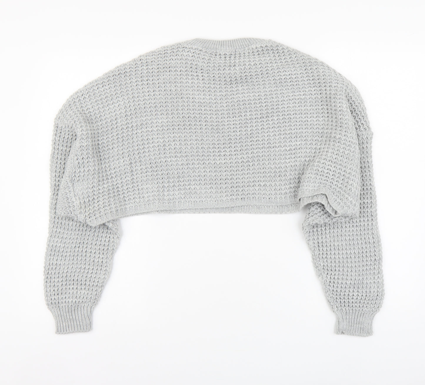 PRETTYLITTLETHING Womens Grey Round Neck Acrylic Pullover Jumper Size S