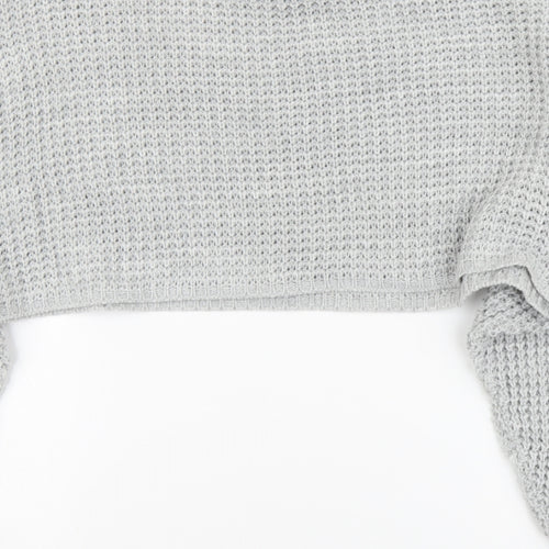 PRETTYLITTLETHING Womens Grey Round Neck Acrylic Pullover Jumper Size S