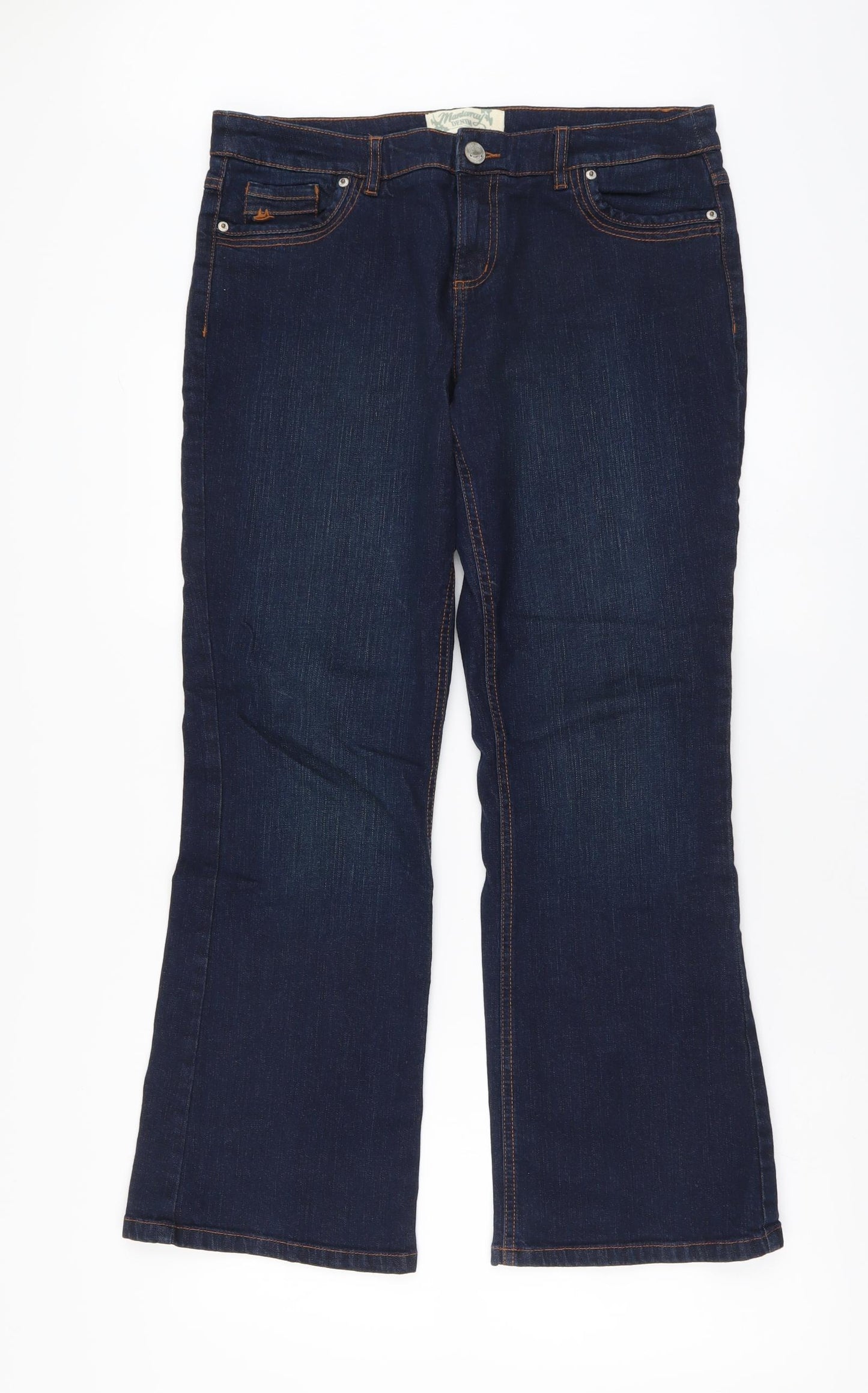 MANTARAY PRODUCTS Womens Blue Cotton Bootcut Jeans Size 16 L29 in Regular Button
