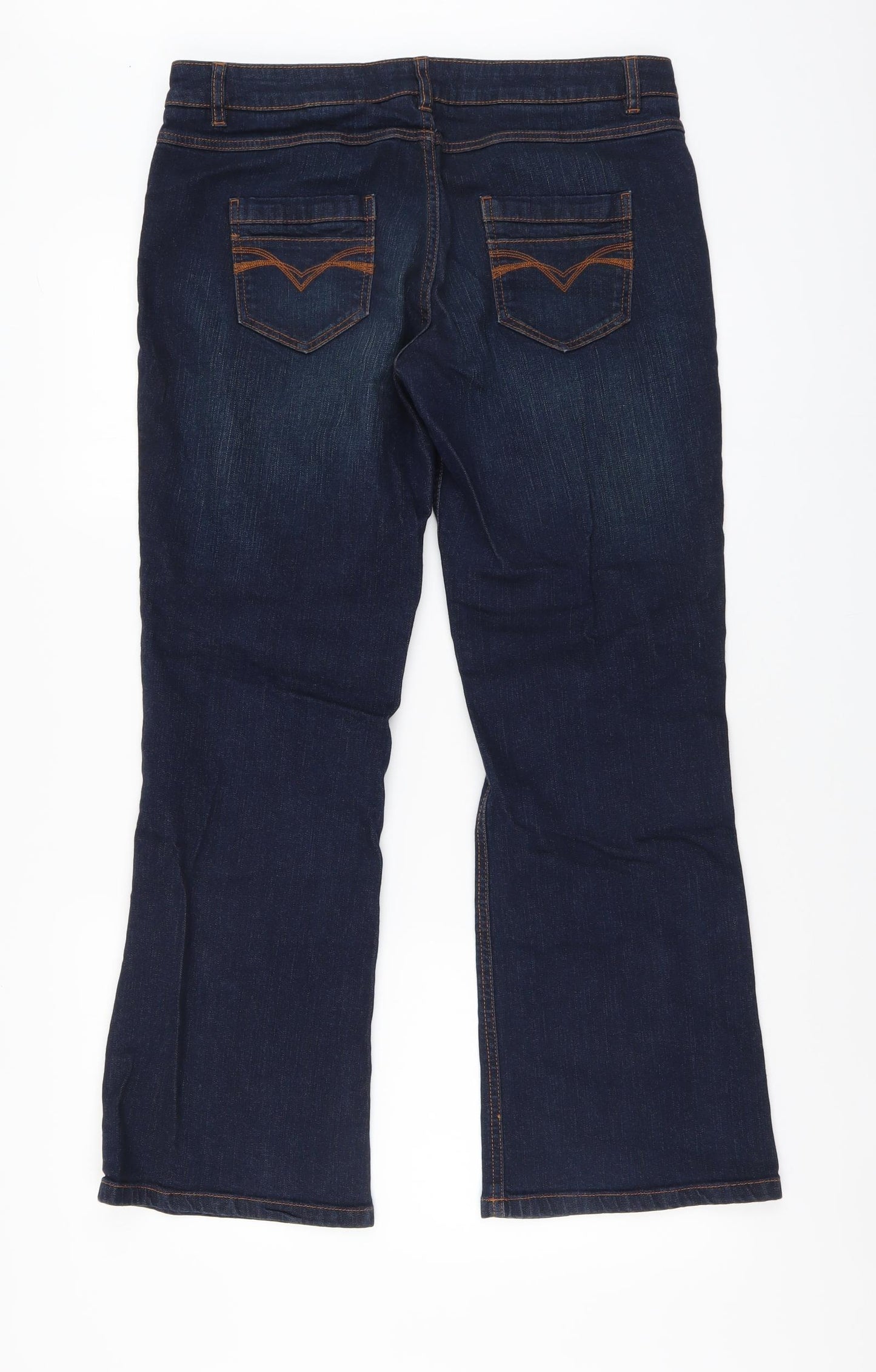 MANTARAY PRODUCTS Womens Blue Cotton Bootcut Jeans Size 16 L29 in Regular Button