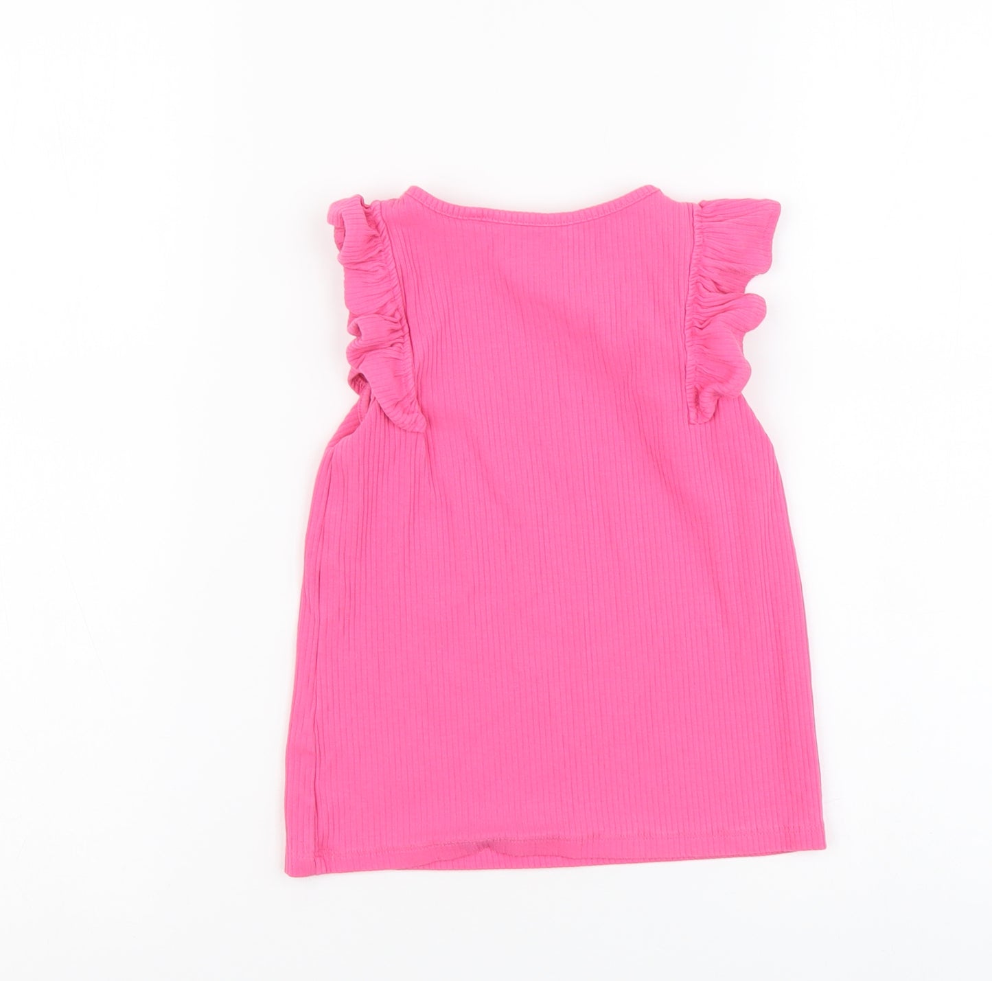 NEXT Girls Pink Cotton Basic T-Shirt Size 4-5 Years Round Neck Pullover