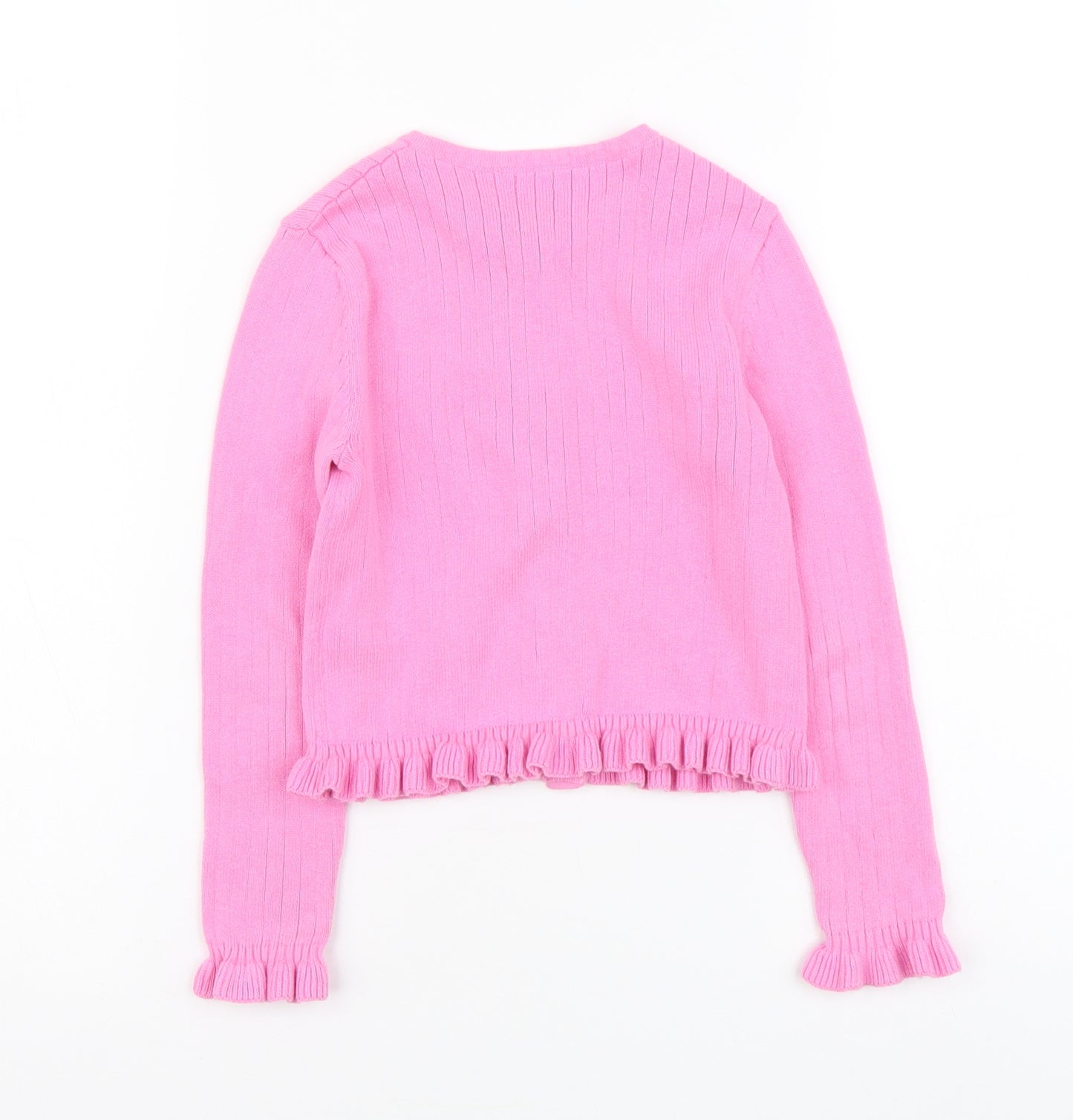 Dunnes Stores Girls Pink Round Neck Cotton Cardigan Jumper Size 4-5 Years Button