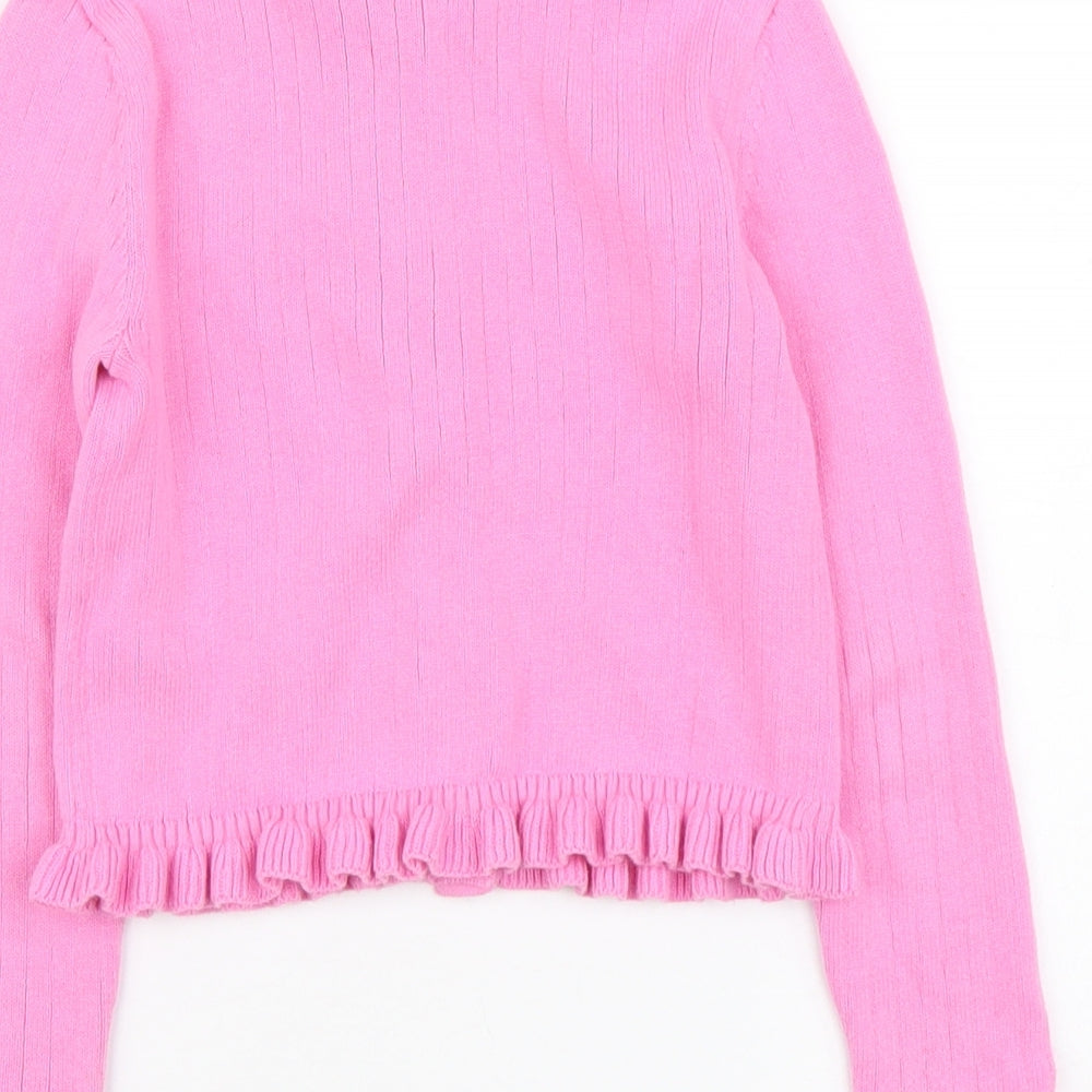 Dunnes Stores Girls Pink Round Neck Cotton Cardigan Jumper Size 4-5 Years Button