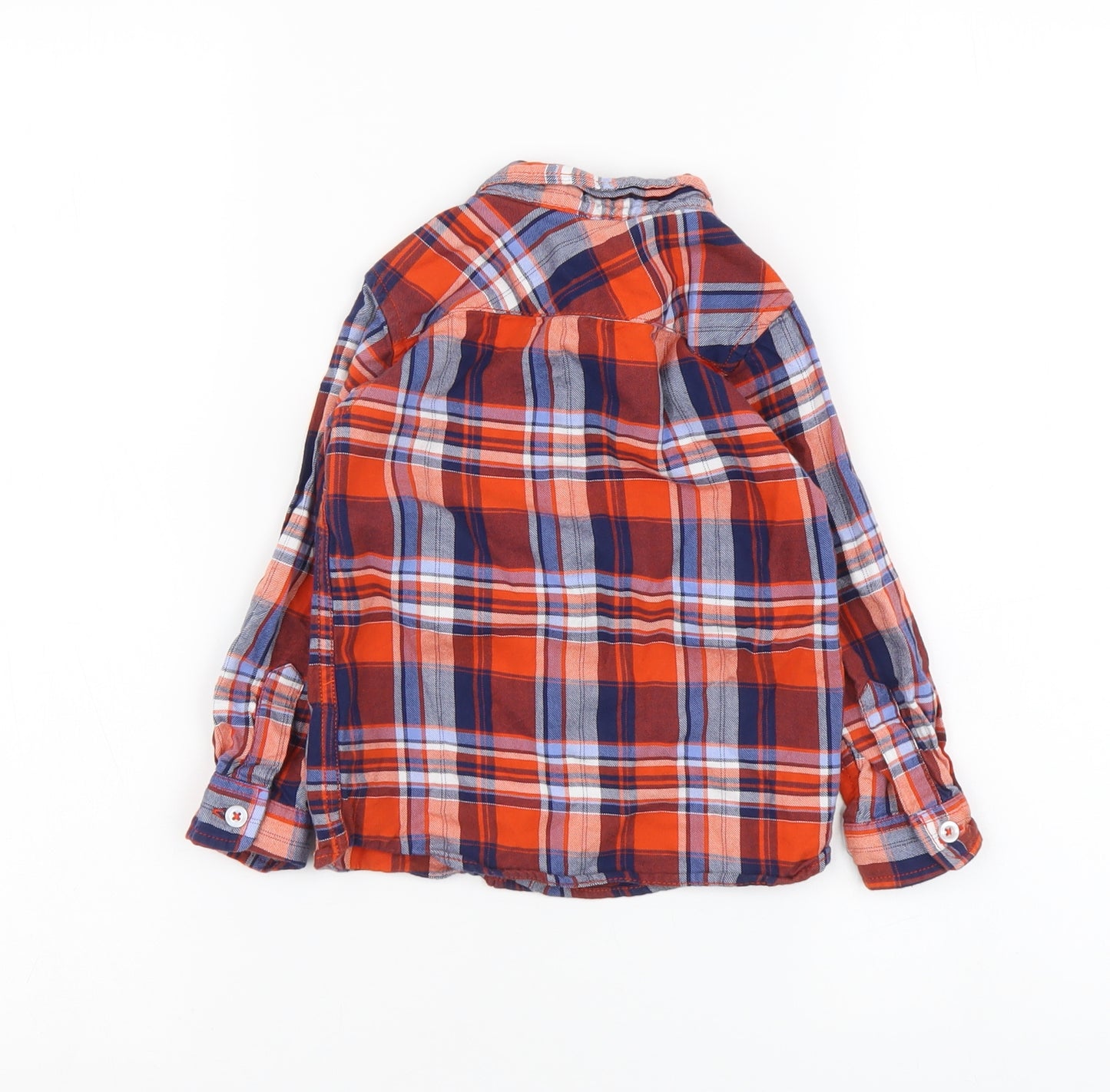 Dunnes Stores Boys Orange Plaid Cotton Basic T-Shirt Size 18-24 Months Collared Button