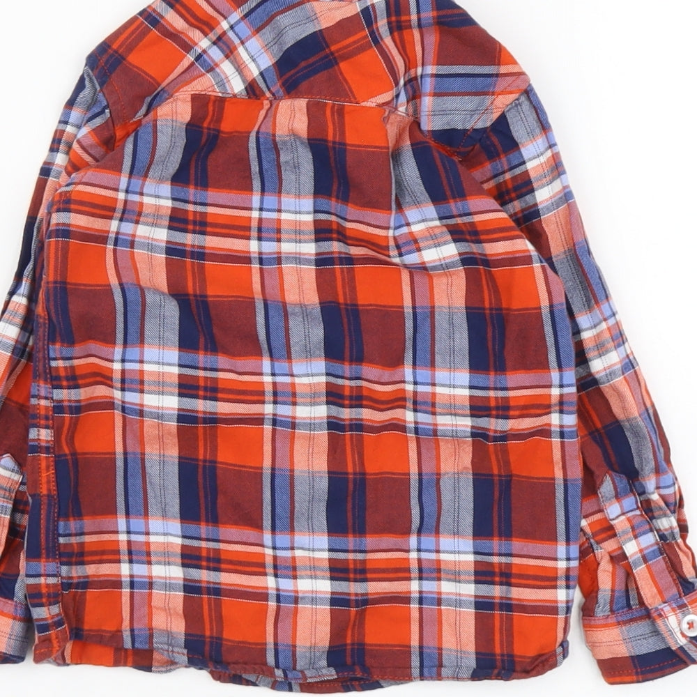Dunnes Stores Boys Orange Plaid Cotton Basic T-Shirt Size 18-24 Months Collared Button