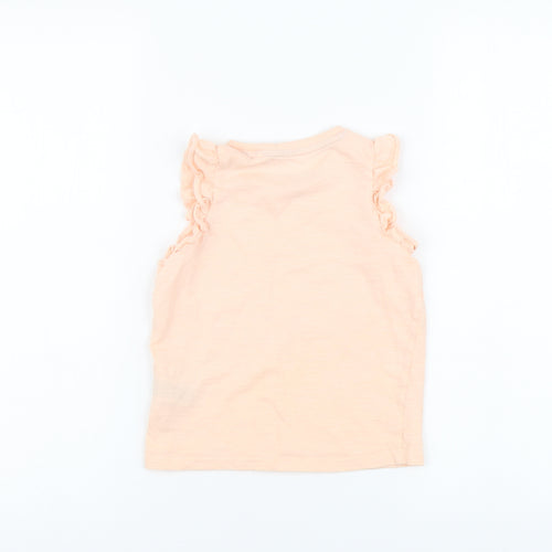 Marks and Spencer Girls Pink Cotton Basic T-Shirt Size 4-5 Years Round Neck Pullover