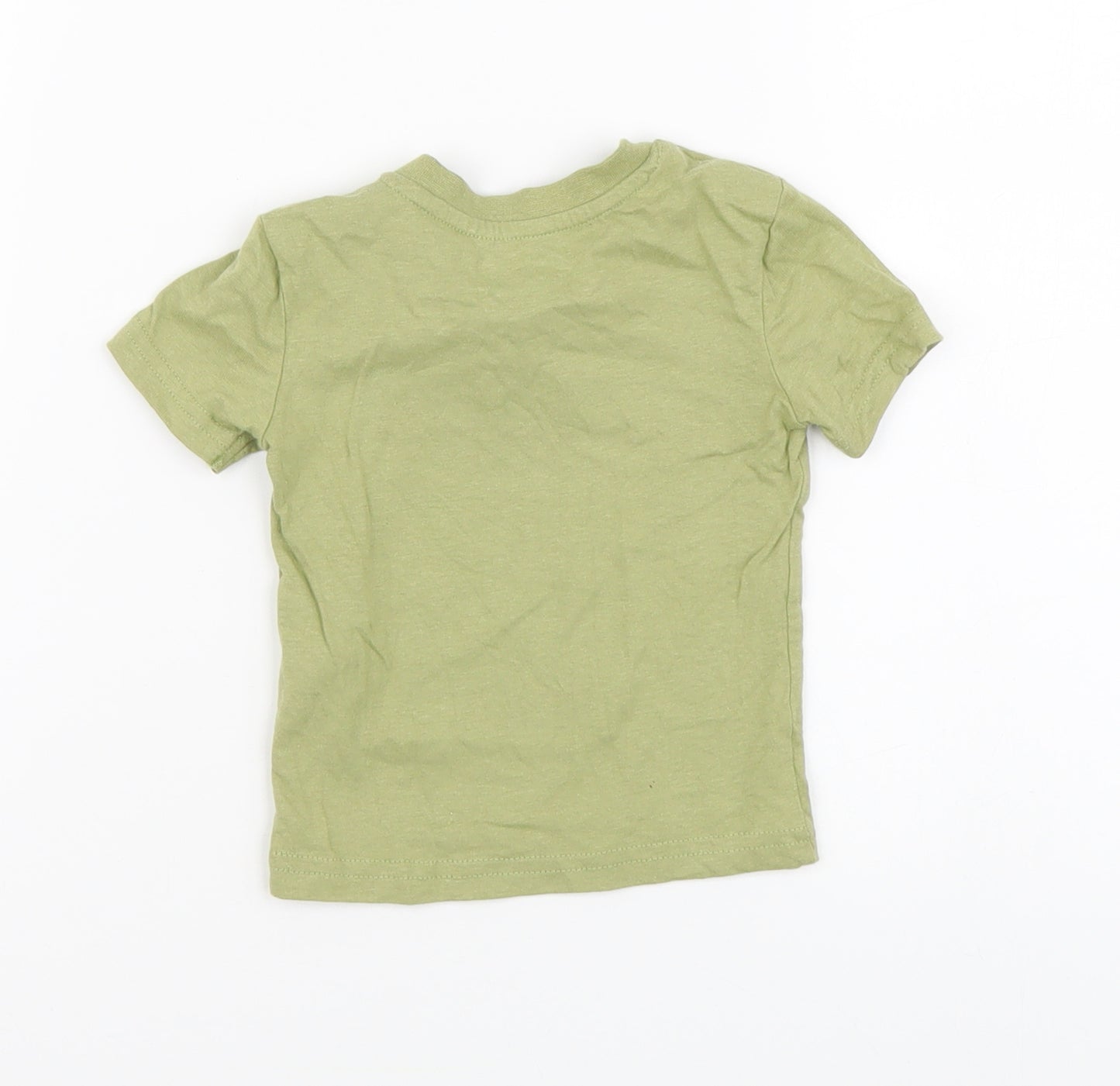 Primark Boys Green Cotton Basic T-Shirt Size 3-6 Months Round Neck Pullover - Alligator
