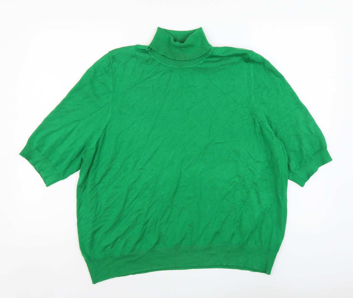 Marks and Spencer Womens Green Roll Neck Viscose Pullover Jumper Size 26