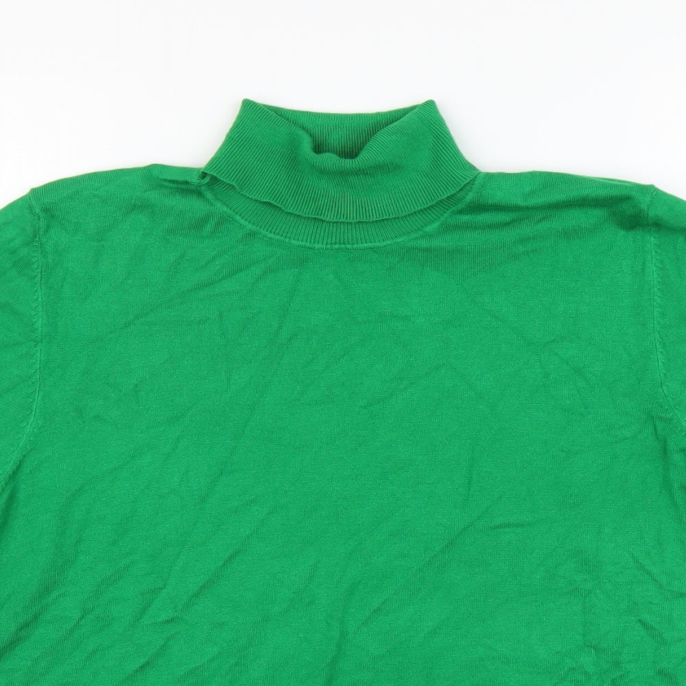 Marks and Spencer Womens Green Roll Neck Viscose Pullover Jumper Size 26