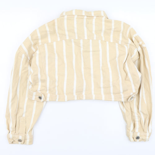 Missguided Womens Beige Striped Jacket Size 14 Button