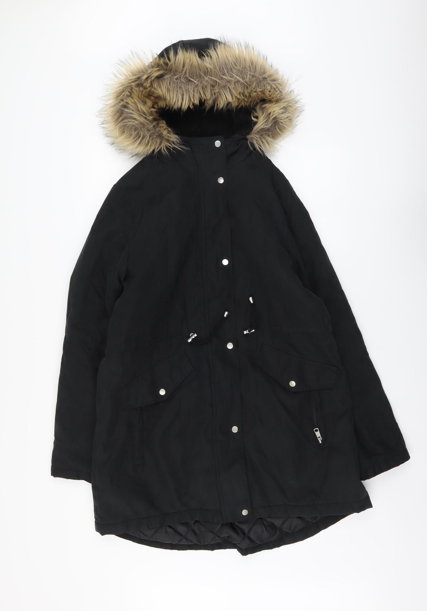 George Womens Black Parka Coat Size M Zip