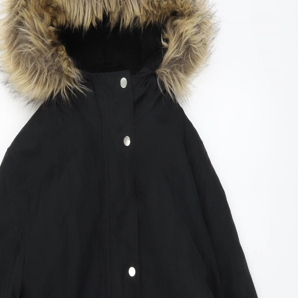 George Womens Black Parka Coat Size M Zip