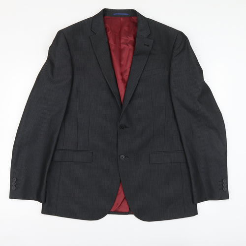 NEXT Mens Grey Striped Polyester Jacket Suit Jacket Size M