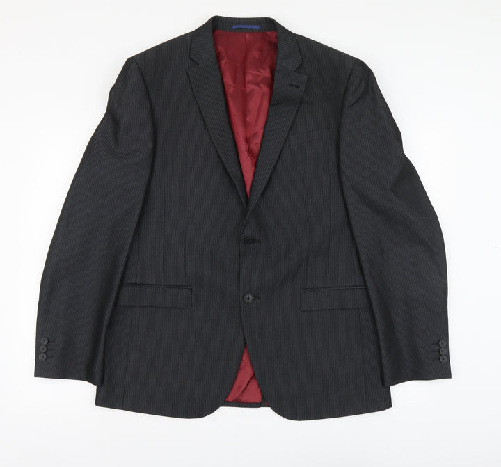 NEXT Mens Grey Striped Polyester Jacket Suit Jacket Size M