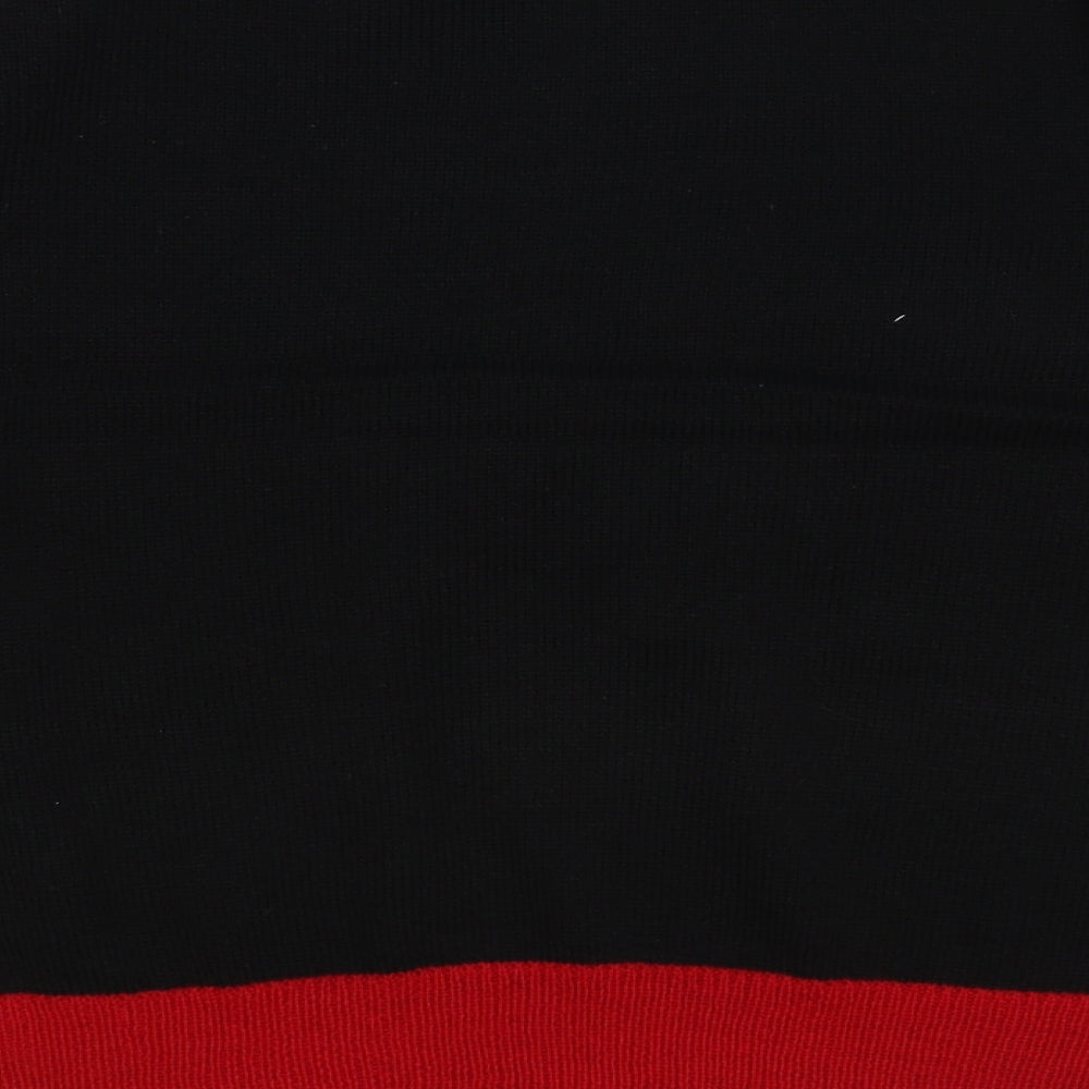Primark Womens Black Crew Neck Striped Acrylic Pullover Jumper Size 12 - Christmas Elf